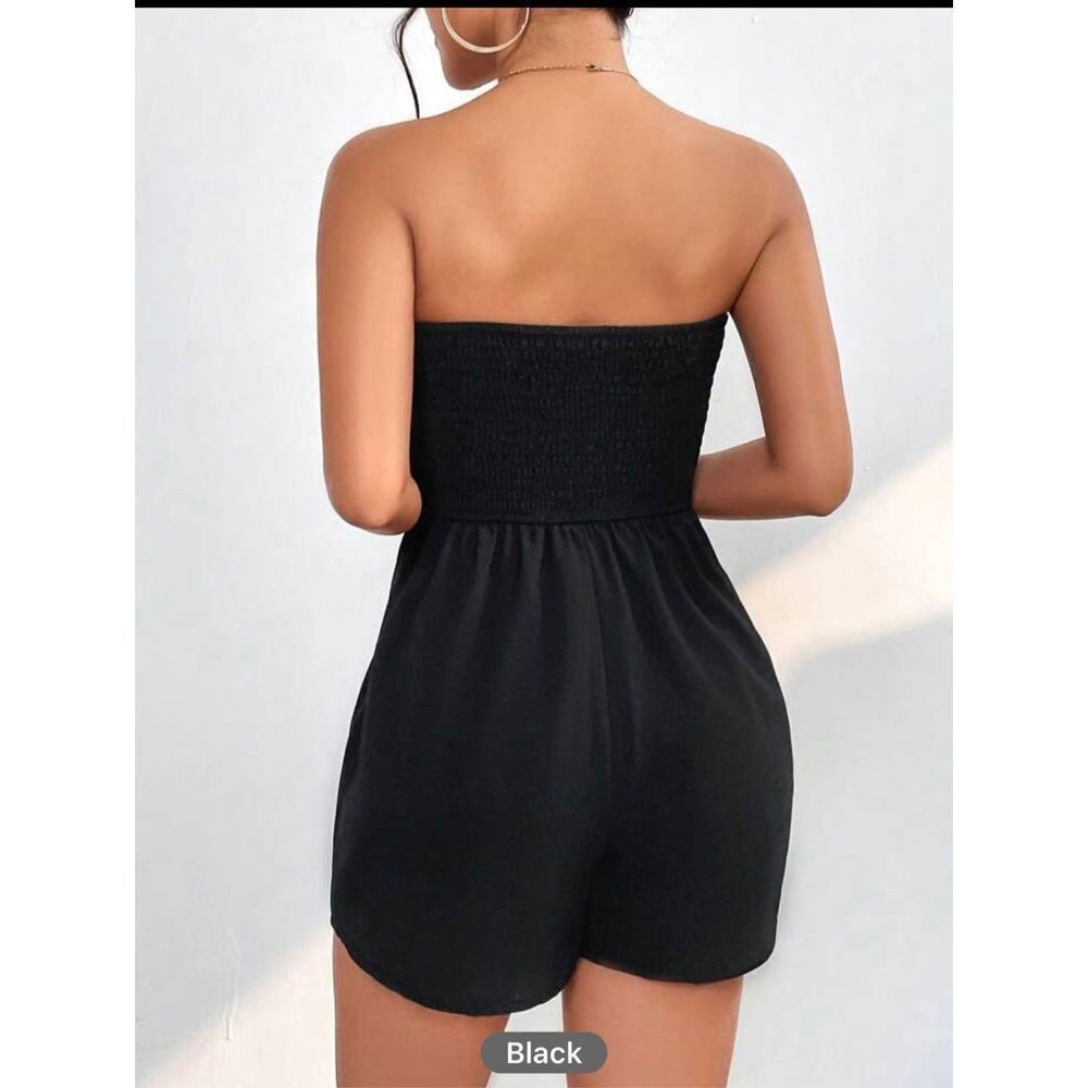 SHEIN PETITE Solid Tube Romper - Picture 2 of 8